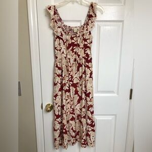 Floral Red and Cream Women's Dress